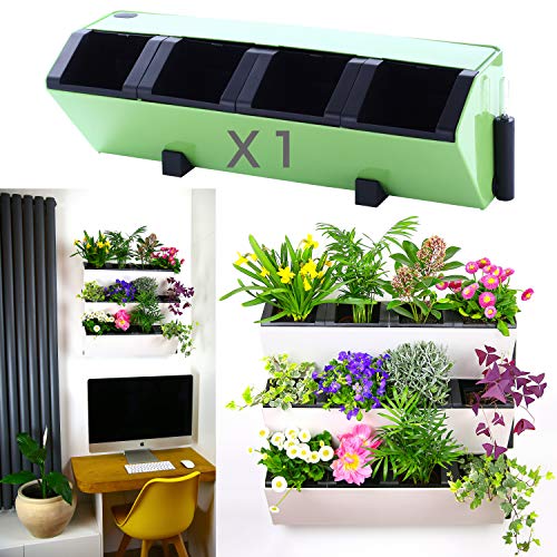 Self Watering Wall Planter by My Easygro | Indoor or Outdoor Living Wall Vertical Hanging Planter | Urban Garden Herbs Flowers Vegetables | Stand Wall or Balcony Mounted | (Green)