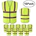 Tekware Safety Vest with High Reflective Strips, Pack of 10 Bright Neon Color Construction Protector with Zipper, Size XXL