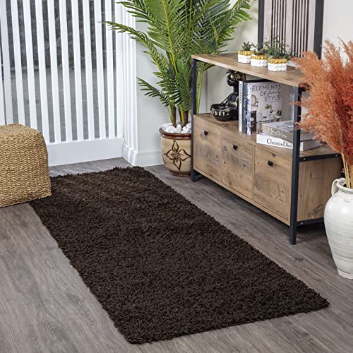 Livabliss Home Shaggy Rug - Modern Runner Rugs Living Room, Hallway 80x220 cm, Soft Shaggy Rugs for Bedroom - Neutral Boho Fluffy Rug, Easy Care Plush Thick Pile - Brown