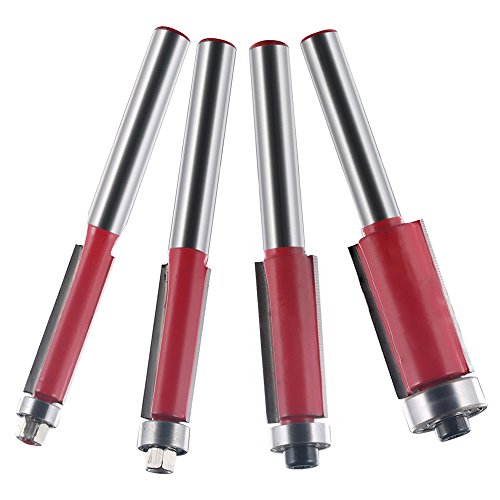 KitsPro End Bearing Flush Trim Router Bit 1/4" Shank x 1"cutting hight(4 pcs)