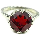 55Carat Choose Your Color Natural Round Gemstone Sterling Silver Ring for Her Friendship Love Sizes 5-13…