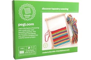 HARRISVILLE DESIGNS Friendly Loom | PegLoom - 7"x10" Wooden Tapestry Loom Weaving Kit for Kids