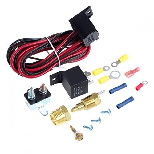 S-WEKA 185~200 Degree Engine Cooling Fan Thermostat Temperature Switch Sensor Relay Kit