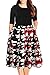 Nemidor Women's Floral Print Vintage Style Plus Size Swing Casual Dress (20, Black+Red)