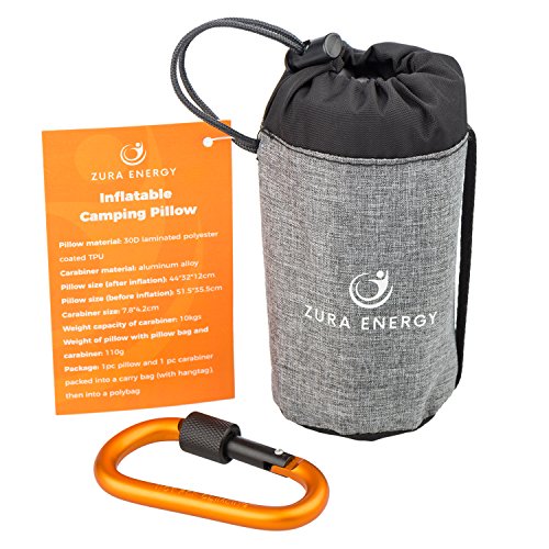 Zura Energy Inflatable Travel/ Camping Pillow + Locking ...