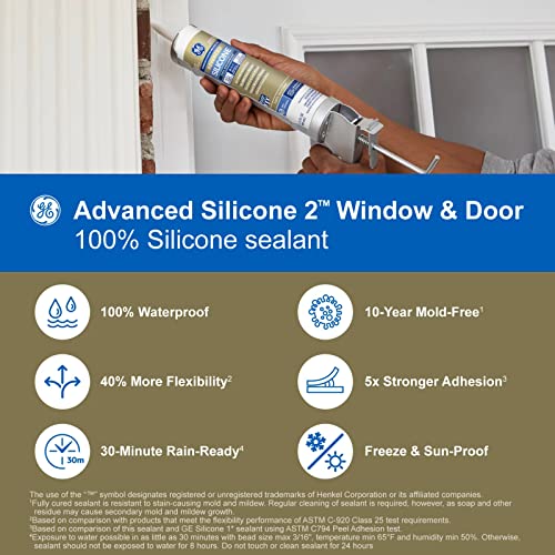 GE Sealants & Adhesives Advanced Silicone 2 Window & Door Sealant, 10