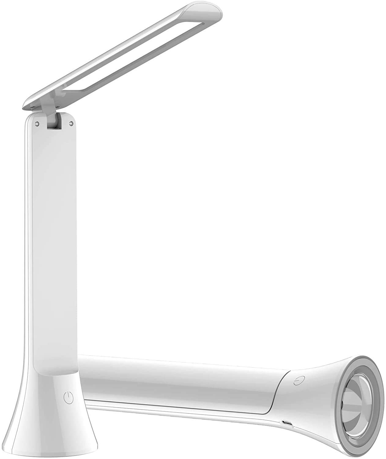 Houcopa LED Desk Lamp with Flashlight,Night Light, 42 Brightness, 3 Color, Touch Control,Foldable Lamp for Working,Studying,Reading,Traveling (White)