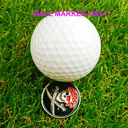 GOLTERS Golf Ball Markers Assorted Patterns Value Pack of 12 Golf Gifts, Golf Cap Clips and Divot Repair Tools Parter Accessories Sets for Men Women Kids Golfer(Skull Ball Markers)