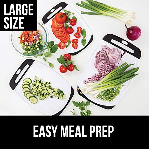 Gorilla Grip Reversible, Oversized, Thick Cutting Board Set of 3, Easy