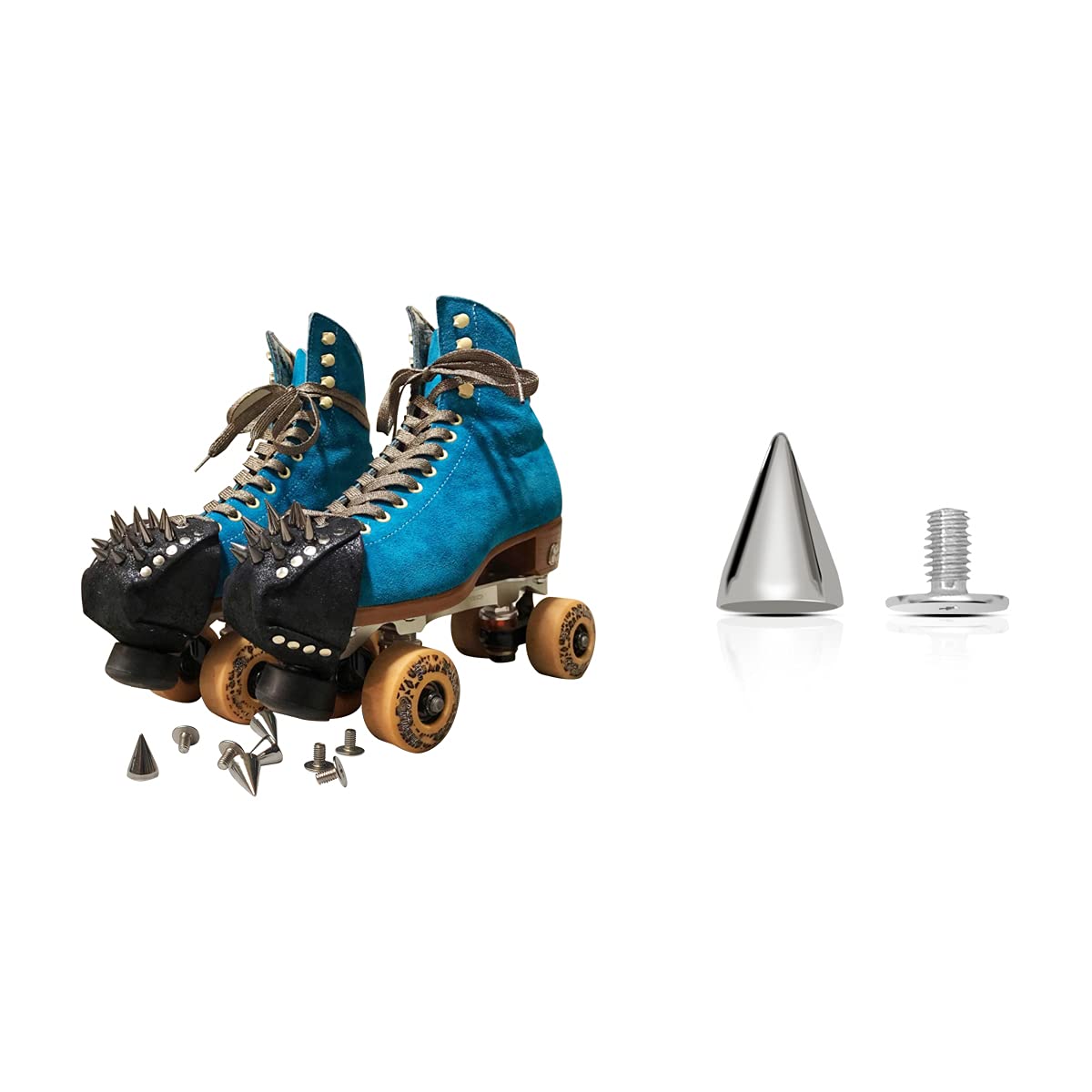 zhuohai 100 Pairs Cone Spikes Screwback Studs, Cone Silver Studs and Spikes Punk, DIY Leather Craft Cool Rivets Punk(7X10mm)