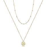 Turandoss Dainty Layered Choker Necklace, Handmade Y Pendant Necklace Multilayer Bar Disc Necklace Adjustable Layering Choker Necklaces for Women