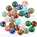 12pcs Cabochon Stone Beads 20x20mm Round Chakra Healing Crystal Semi Gemstones CAB Random Color Bulk for Necklace Jewelry Making(No Holes)
