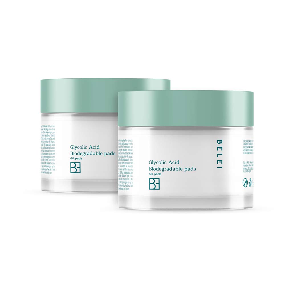 Belei Glycolic Acid Biodegradable Cleansing Pads, 2 x 60 Pads