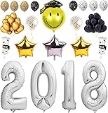 43 Pack Graduation Party Supplies 2018 - Grad Balloons Black, Gold, and Silver Decorations or Decor for College, High school