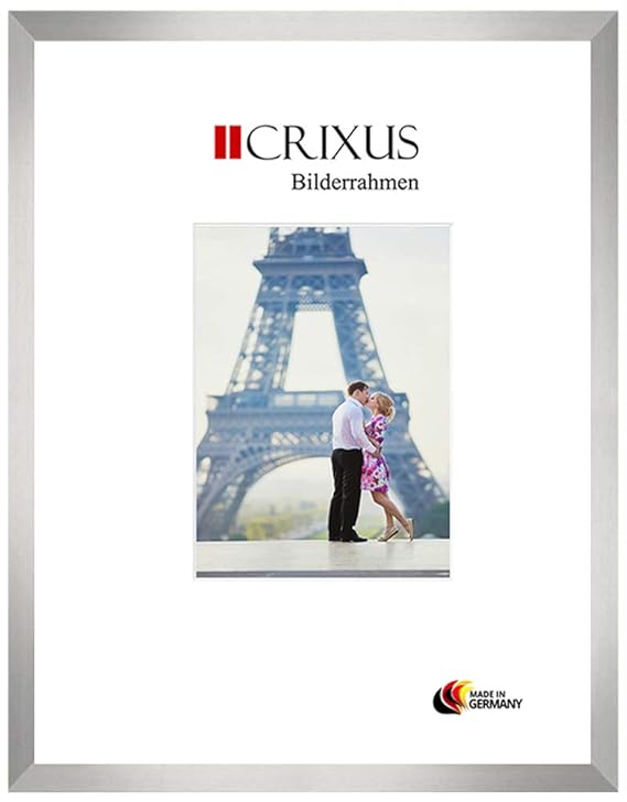 CRIXUS Crixus40M Bilderrahmen für 80 x 120 cm Bilder, Farbe: Alu Silber gebürstet, Holzrahmen MDF mit Acryl-Glas, Rahmen Brei