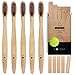 Karbon Charcoal Infused Bamboo Toothbrushes (5 Pack) W/Bamboo Toothpicks Soft Bristles Biodegradable BPA Free