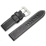 Ritche 22mm Watch Band Strap Italy Calf Leather Handmade Strap Fit for Military Watches for Panerai-black