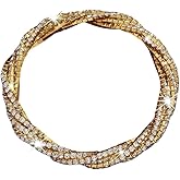 DATOA Sparkling Rhinestone Stretch Tennis Bracelets Fashion Stackable Crystal Twisted Elastic Bracelet Shining Wedding Party Jewelry