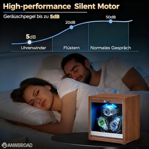Uhrenbeweger für Automatikuhren 3 Uhrenrotatoren mit LED
