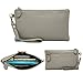Befen Women Genuine Leather Minimalist Clutch Wallet Purse Wristlet for iPhone 7/6s/6 plus, Samsung Note 5/4-Light Gray