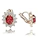 Yoursfs Garnet Crystal Clip on Earrings for Women 18K Rose Gold Plated Ruby CZ Cocktail Earrings