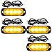 4X Amber Ultra Thin 4-LED Warning Emergency Flashing Strobe Light Bars Surface Mount for Car Van Truck Jeep 4x4 SUV ATV UTV