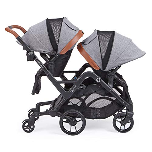 Contours Curve Tandem Double Stroller for Infant and Toddler - 360 Turning and Easy Handling Over Curbs, Multiple Seating Options, UPF50+ Canopies (Graphite Gray)