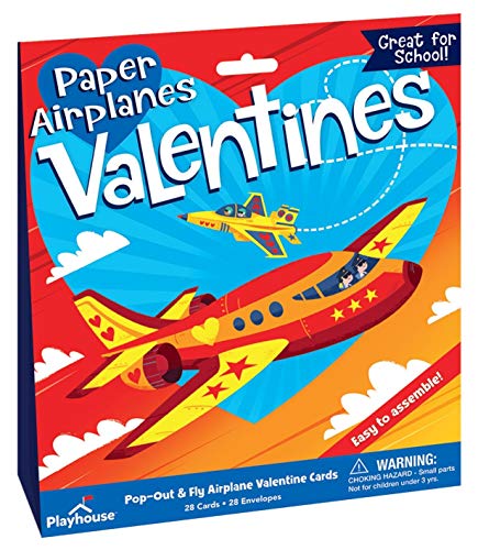 Playhouse Pop Out Paper Airplanes 28 Card Super Valentine Exchange Pack for Kids
