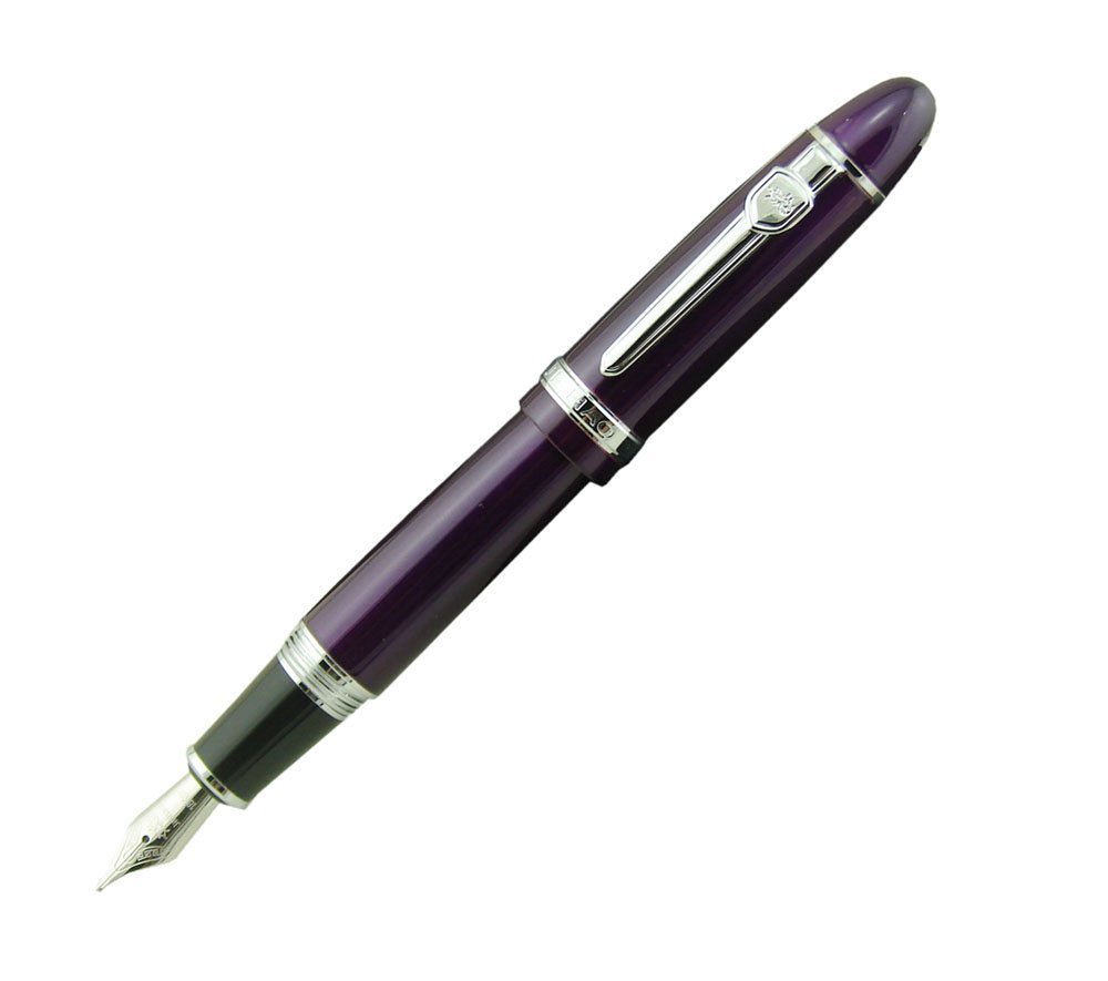 Lanxivi Jinhao 159 Purple Fountain Pen Silver Trim with Pen Pouch