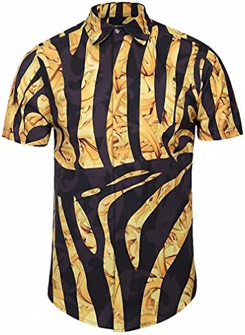 Palace Golden Flowers Shirts Men 3d Shirts Short Sleeve Summer Brand Shirts Fashion Tops CY003 Asian XL