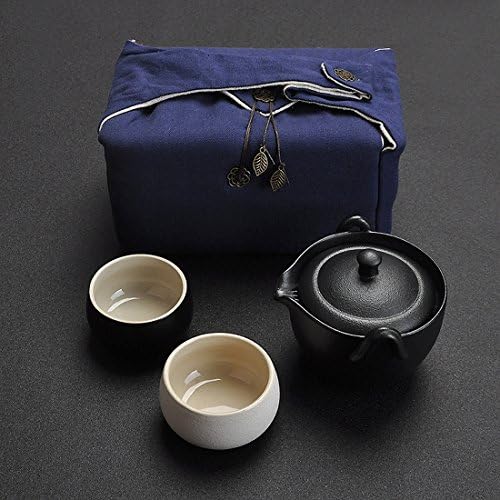 100% Handmade Chinese Kung fu Tea Portable Travel Tea Set - Teapot &amp; Teacups &amp; Vintage Bag