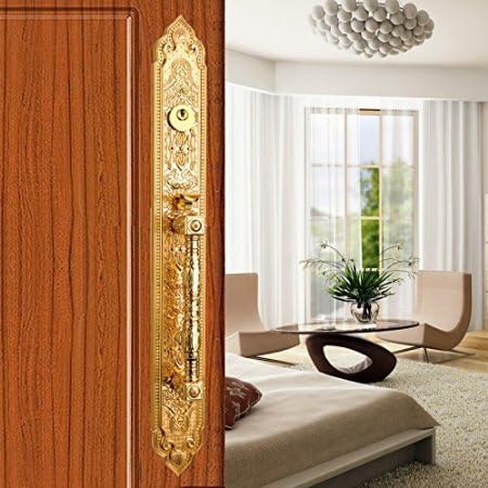 K8347 # Luxurious Mortise Lock Entry Entrance Front Door Handle Lockset (Single Door, Gold)