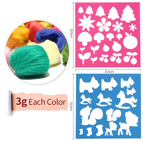 Jeteven Roving Wool 50 Colors Felting Fibre Set with 2 Beginner Mold Kit - Thumbnail 3