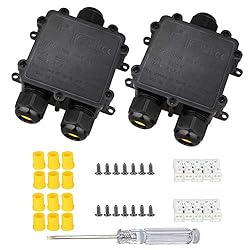 2 Pcs Waterproof Junction Box 3 Way, IP68 External