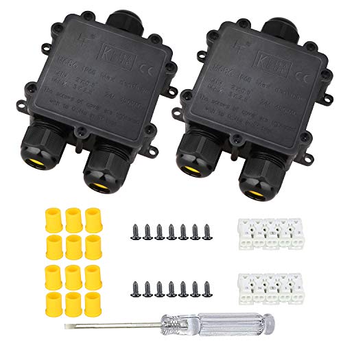 2 Pcs Waterproof Junction Box 3 Way, IP68 External