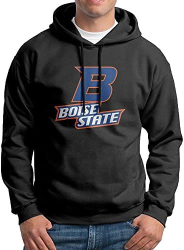 EVALY Men's Best Boise State University BSU Broncos Mascot Buster Drawstring Hoodie Black X-Large