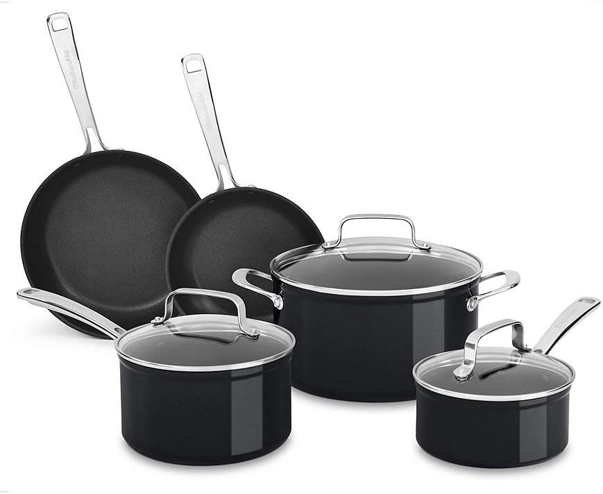 KitchenAid Hard Anodized Induction NonStick 8Piece Cookware Set, Black, KC3H1S08BE Amazon.ca