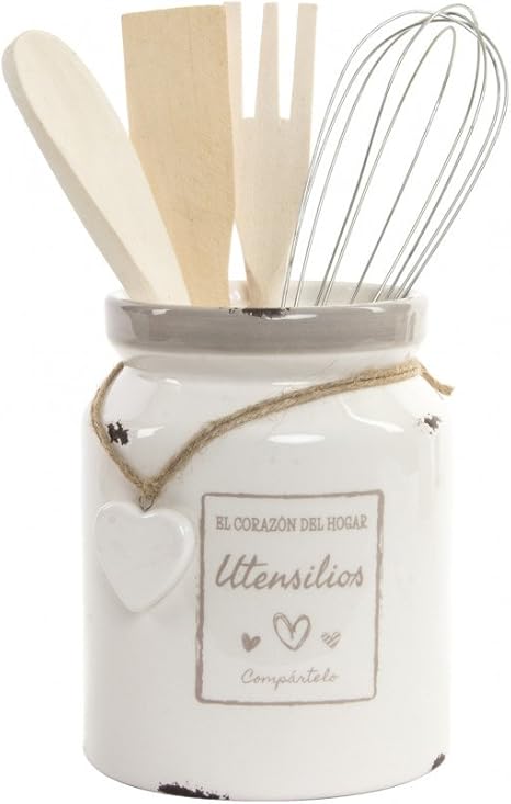 Küchenutensilien, in Dose aus Keramik natur Praktisch mit Satz HOGAREÑA