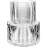 Glass Vases for Decor, Flower Vase, Ribbed Glass Vase, Modern aAesthetic Decor Vases, Vases for Table Centerpieces for Dining