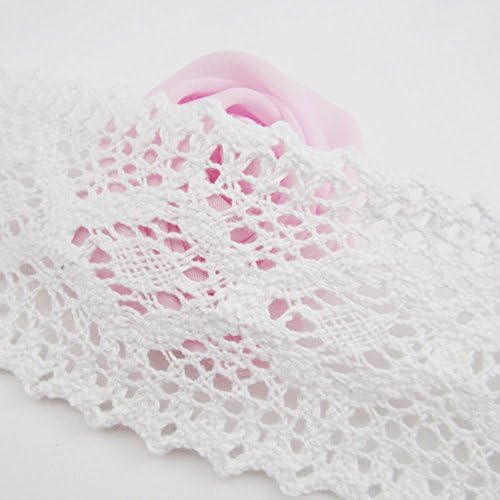 Bluemoon 5 Yards - 68mm 2 3/4" Cotton Ribbon Lace Trim Dress Lace Trim Cotton ClunyEmbroidery White BA0024