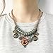Bohemian Enamel Multicolor Round Pendants Vintage Rhinestone Ethnic Necklace for Women