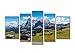 iPainting Split Canvas Painting - Cabin in front of Dolomites Mountain Range in Italy - Natural Landscape Wall Art Framed 5 Panel Set for Home Decoration