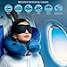 3in1 - Travel Neck Pillow with an Excellent 3D Sleep MASK, 1 Pair of HIGH- Fidelity EARPLUGS and a Compact Carry Bag – All The Best Things to Relax Your Mind Wherever You are – MyTravelUp (Blue)
