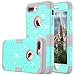 LONTECT Compatible iPhone 7 Plus Case Hybrid Heavy Duty Shockproof Diamond Studded Bling Rhinestone Case with Dual Layer [Hard PC+ Soft Silicone] Impact Protection for Apple iPhone 7 Plus - Teal/Grey