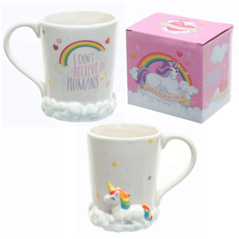 Magical 3D Microwave Hand Painted Rainbow Unicorn Mug,Owl Mug for Christmas Gifts, Birthday Gifts, Party Favors (I Don\'t Believe in Humans)