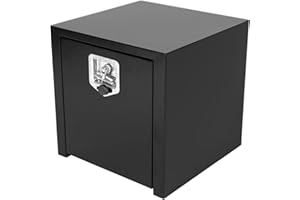 confote Black Steel Underbody Truck Tool Box with T-Handle Lock,Heavy Duty Truck Tool Box Truck Storage Organizer Tool Box Chest For Storage Smooth Surface,Waterproof-18"x 18"x 18" inch