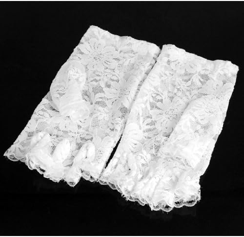 Gleader WHITE FINGERLESS SHORT LACE GLOVES FANCY DRESS FRENCH MAID MADONNA 80s