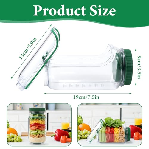 Side Open Salad with Anti-Leak Compartment for Dressings - Portable Meal Prep Containers Reusable Salad Bowl for Office, Gym, Picnic and Travel