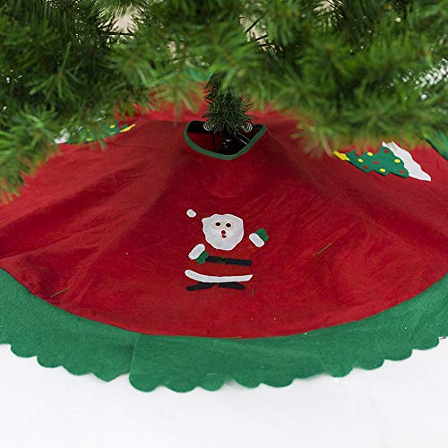 Fheaven Xmas Tree skirt, Diameter 90cm Red Christmas Tree Skirt Christmas Tree Decorations Christmas (B) - Thumbnail 2
