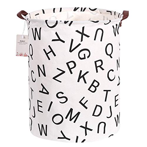 Extra Large Canvas Laundry Hamper Collapsible Storage Bin with Letters